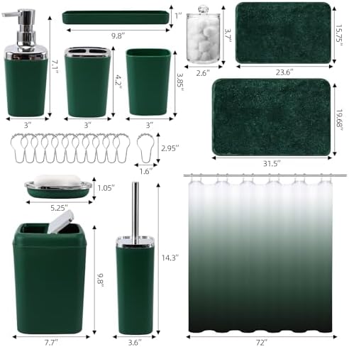 XLHOMO Dark Green Bathroom Accessory Set 24PC 1