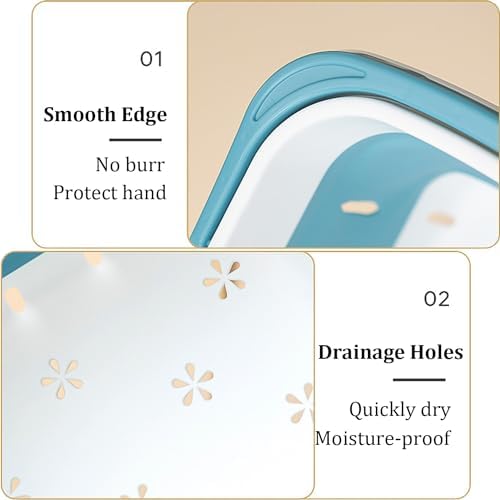 Haundry Foldable Shower Caddy Basket with Handles - Blue