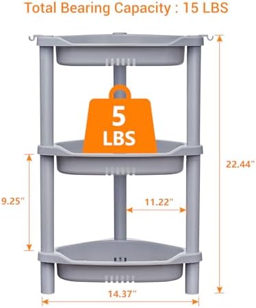 ELYKEN 3 Tier Shower Caddy Organizer Shelf Corner Grey