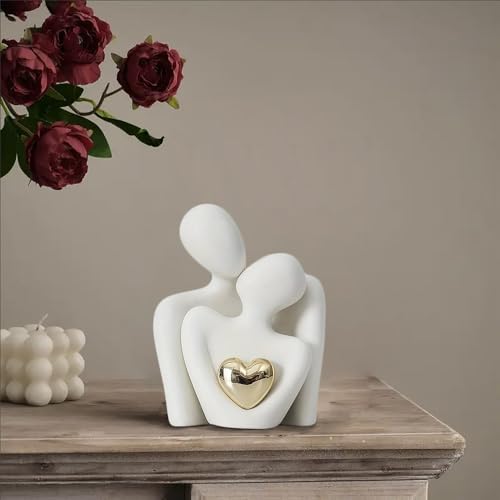 White Ceramic Hugging Couple Love Sculpture 315