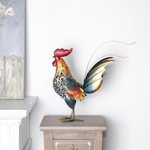 Too Arts Metal Carved Rooster Home Decor Sculpture