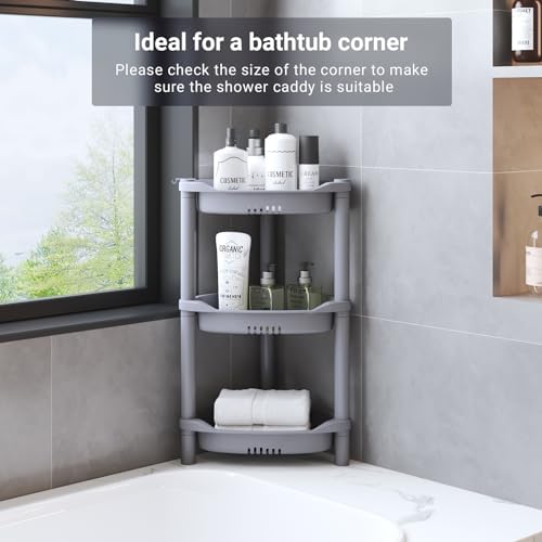 ELYKEN 3 Tier Shower Caddy Organizer Shelf Corner Grey