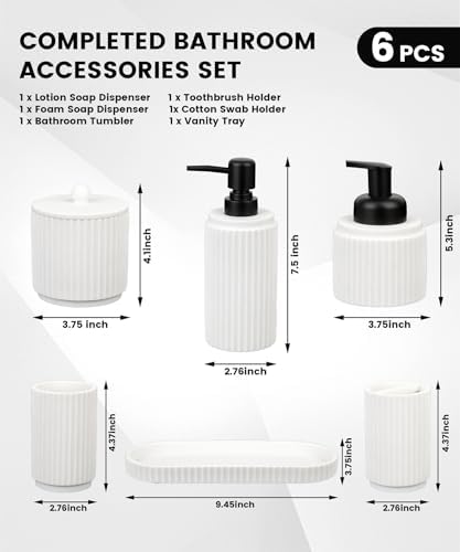 Deobath White 6-Piece Bathroom Accessory Set 1