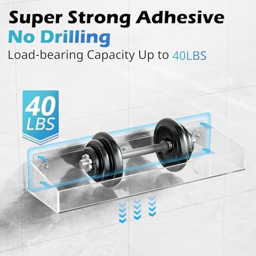 Durmmur 2Pack Acrylic Shower Shelves No Drilling