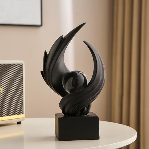 Abstract Art Sculpture Resin Gold Modern White Decor