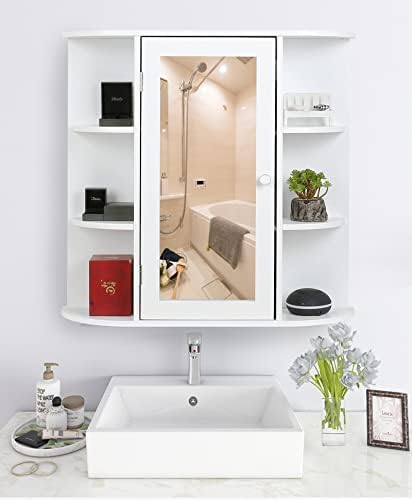 SOMY Medicine Cabinet with Mirror 6 Tier Shelves