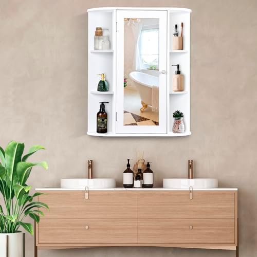 ZENY Bathroom Cabinet with Adjustable Shelves and Mirror