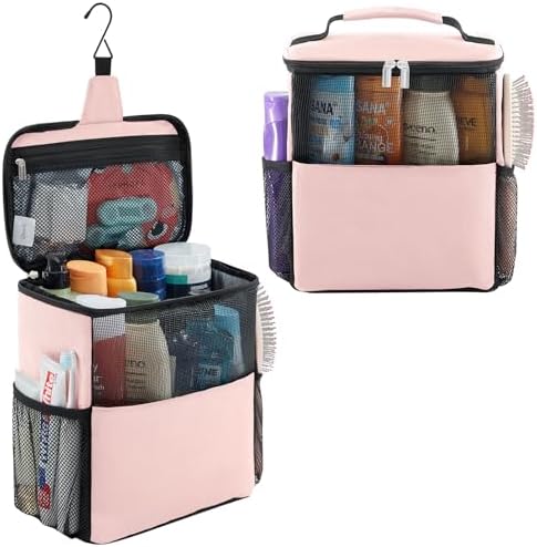 Lifewit Mesh Shower Caddy Bag for Women Large Pink
