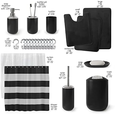 Clara Clark 23PC Matte Black Bathroom Accessory Set