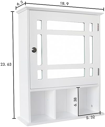 Be Current Mirrored Medicine Cabinet with Adjustable Shelves