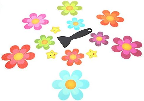 Glomora 13pcs Waterproof Non Slip Flower Stickers for Bathtub