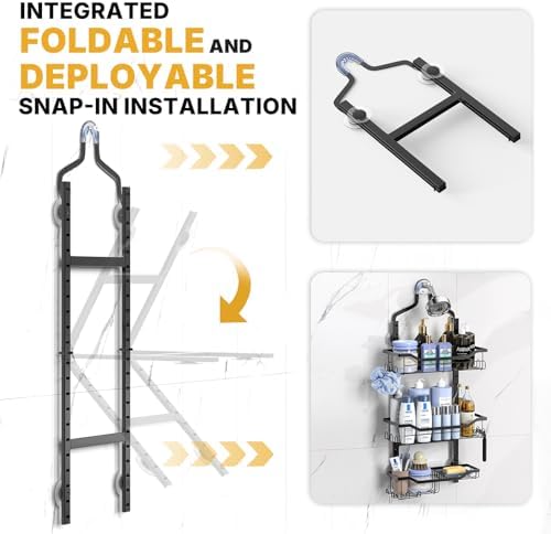 Foldable Shower Caddy - 3 Tier Adjustable No Drilling