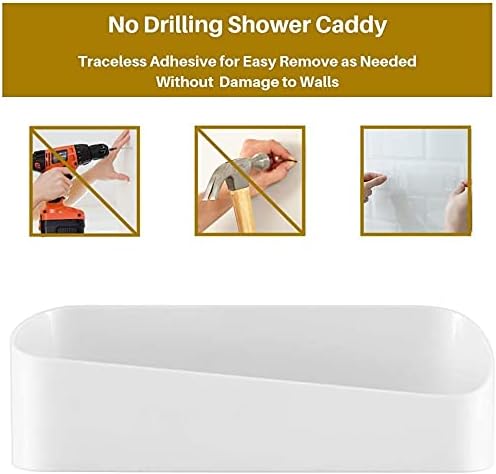 SUNFICON Adhesive Shower Caddy with 2 Clear Stickers