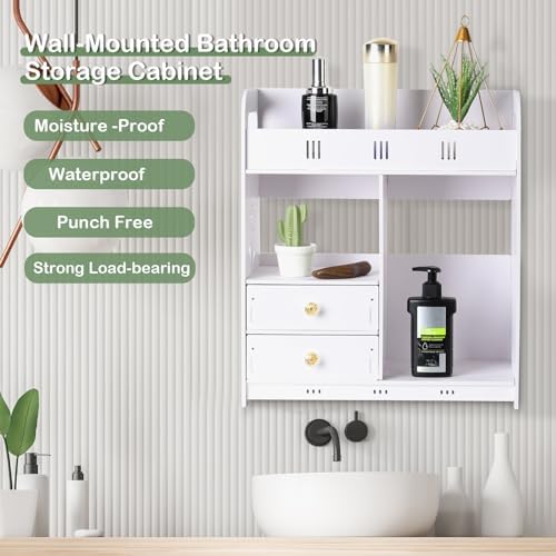 GizmoSynth Bathroom Cabinet with 2 Drawers Shelves
