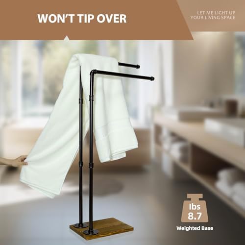40 Inch 2-Tier Free Standing Towel Rack with Wooden Base