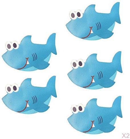 10PCS Blue Shark Bathtub Treads Non-Slip Stickers for Kids