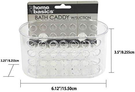 Home Basics Compact Clear Plastic Bath Caddy with Suction Cups