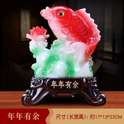 Chinese Feng Shui Resin Fish Statue for Wealth and Prosperity