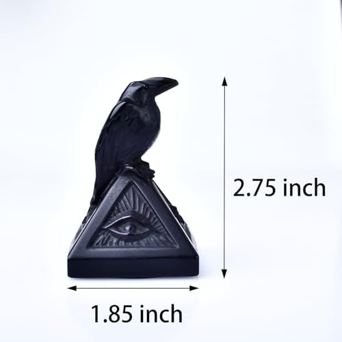 Natural Obsidian Raven Figurine Halloween Decoration