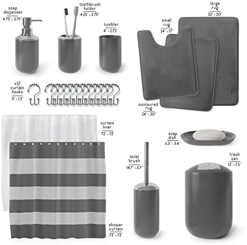 Clara Clark Gray Bathroom Accessory Set 23PC