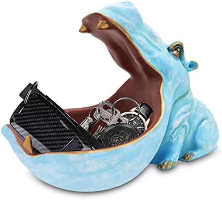 aboxoo Hippo Statue Resin Candy Dish Key Bowl Storage Box