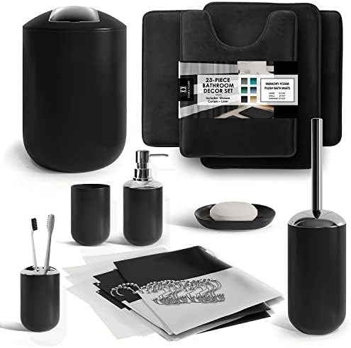 Clara Clark 23PC Matte Black Bathroom Accessory Set