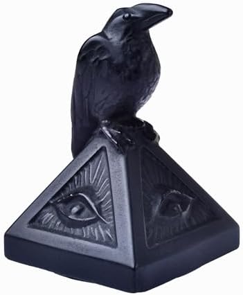 Natural Obsidian Raven Figurine Halloween Decoration