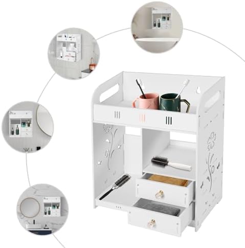 CAIHAOA Bathroom Wall Mount Cabinet with 2 Drawers and 2 Storage Areas
