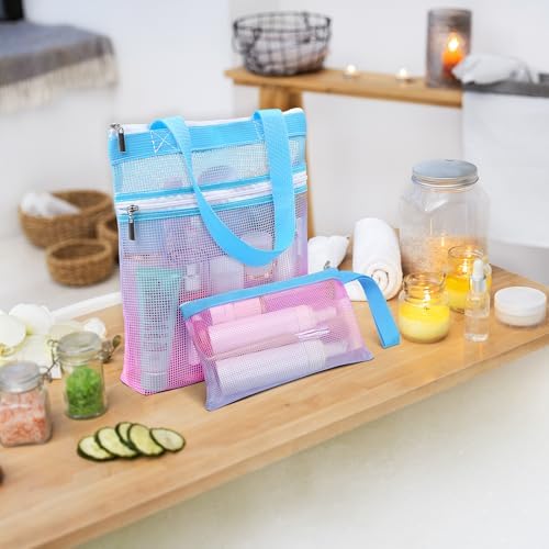 Nidoul Mesh Shower Caddy Zipper Bag for Travel Dorm Gym Beach