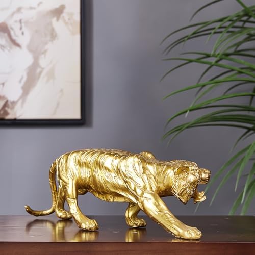 Premium Resin Golden Tiger Statue for Home Decor