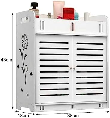 GizmoSynth White Bathroom Cabinet with Hollow Flower Pattern
