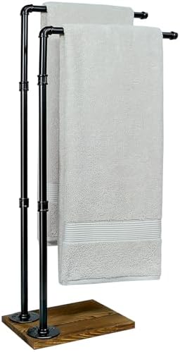 40 Inch 2-Tier Free Standing Towel Rack with Wooden Base