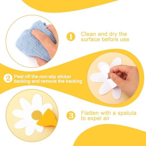 24Pcs White Daisy Non Slip Bathtub Sticker with Scraper 1