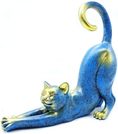 SHTWX Cat Stretching Statue Figurine Sculpture