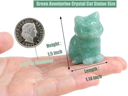 DUQGUHO Green Aventurine Cat Crystal Figurine - Lucky Desk Decor 1PC