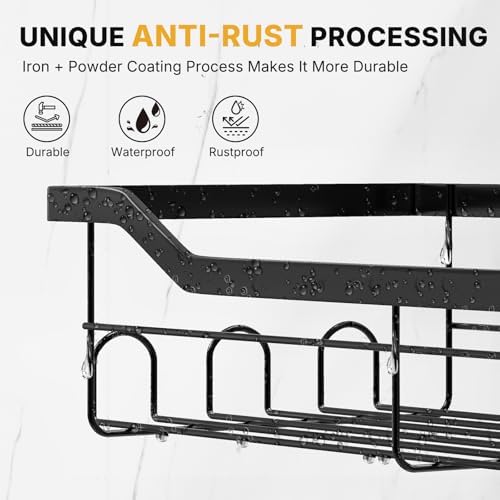 Foldable Shower Caddy - 3 Tier Adjustable No Drilling