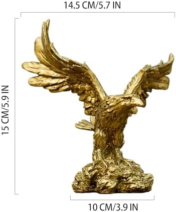 Golden Resin Flying Wild Eagle Statue - Home Office Decor