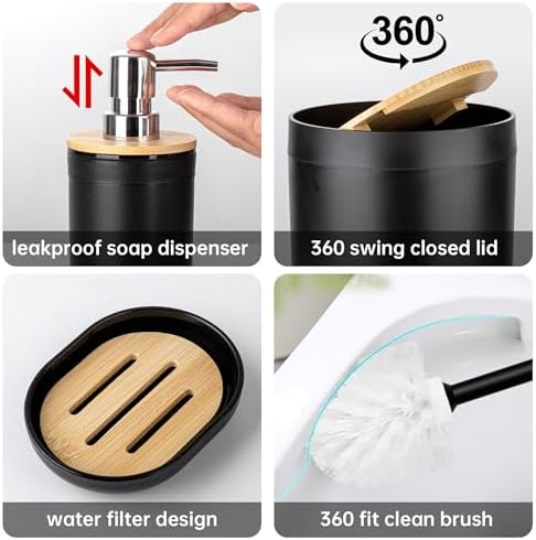 Fun Memories 6-Piece Bamboo Bath Accessory Set Black