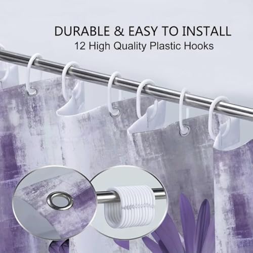 4PCS Rustic Purple Flower Farmhouse Shower Curtain Set
