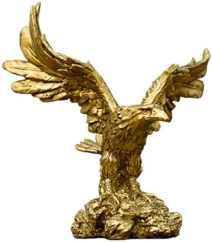 Golden Resin Flying Wild Eagle Statue - Home Office Decor