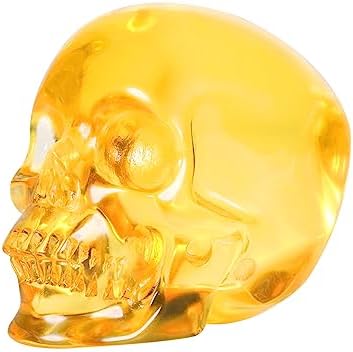 MRSKULL Yellow Glass Crystal Skull Decor Statue