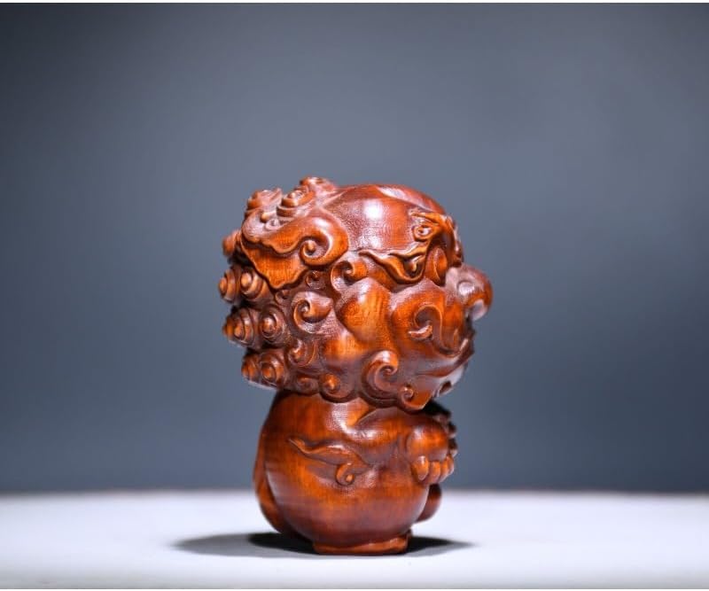 LimpaC Boxwood Kylin Statue Handcrafted Meditating Decor