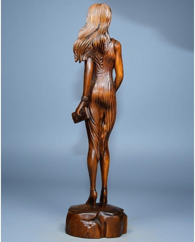 LimpaC Handmade Boxwood Woman Statue - Meditating Beauty Decor