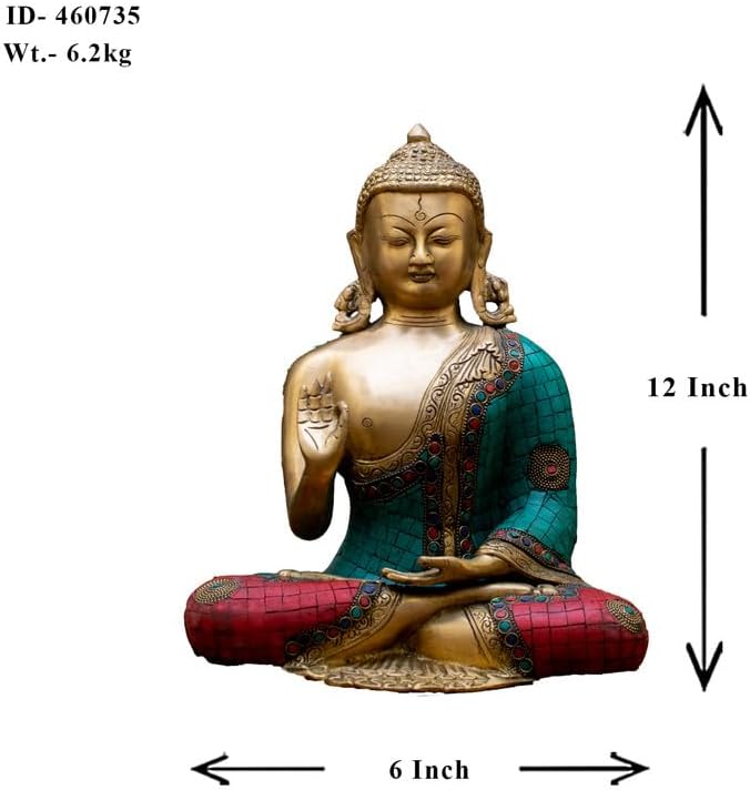 Statuestudio Blessing Buddha Statue in Golden Brass