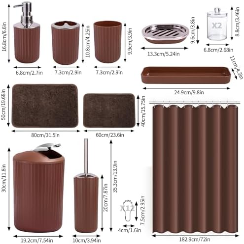 XLHOMO 24 PCS Brown Bathroom Accessory Set 1