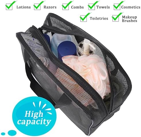 Mozeat Lens Portable Mesh Shower Caddy Bag Black