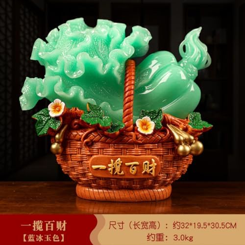 Luxurious Blue Ice Jade Style Wealth Statues for Home and Office