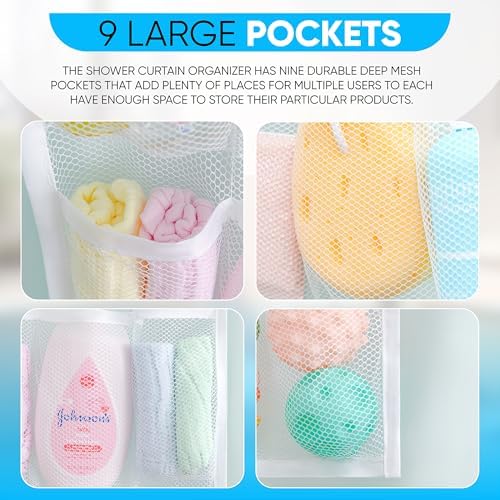 Handy Laundry Shower Curtain Organizer with 9 Pockets 1