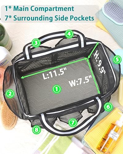 XL Mesh Shower Caddy Portable Bag for Travel and Gym