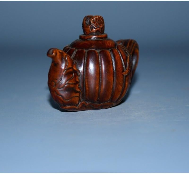 LimpaC Mini Boxwood Lotus Leaf Animal Cyprinoid Teapot Statue